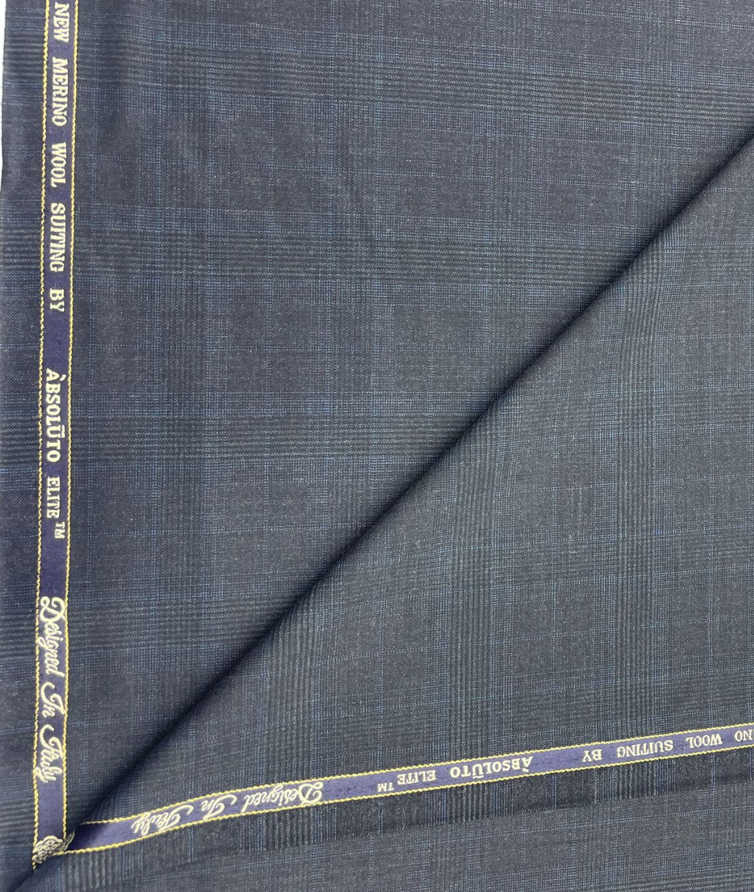 Absoluto Elite Blue Super 100's Counts Merino Wool Suiting Fabric - Tepchi Men