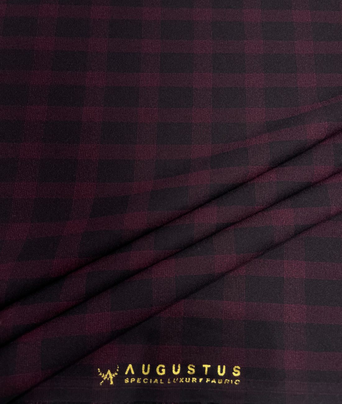 Augustus Wine & Black Stretchable Suiting Fabric for Suit & Blazer - Tepchi Men