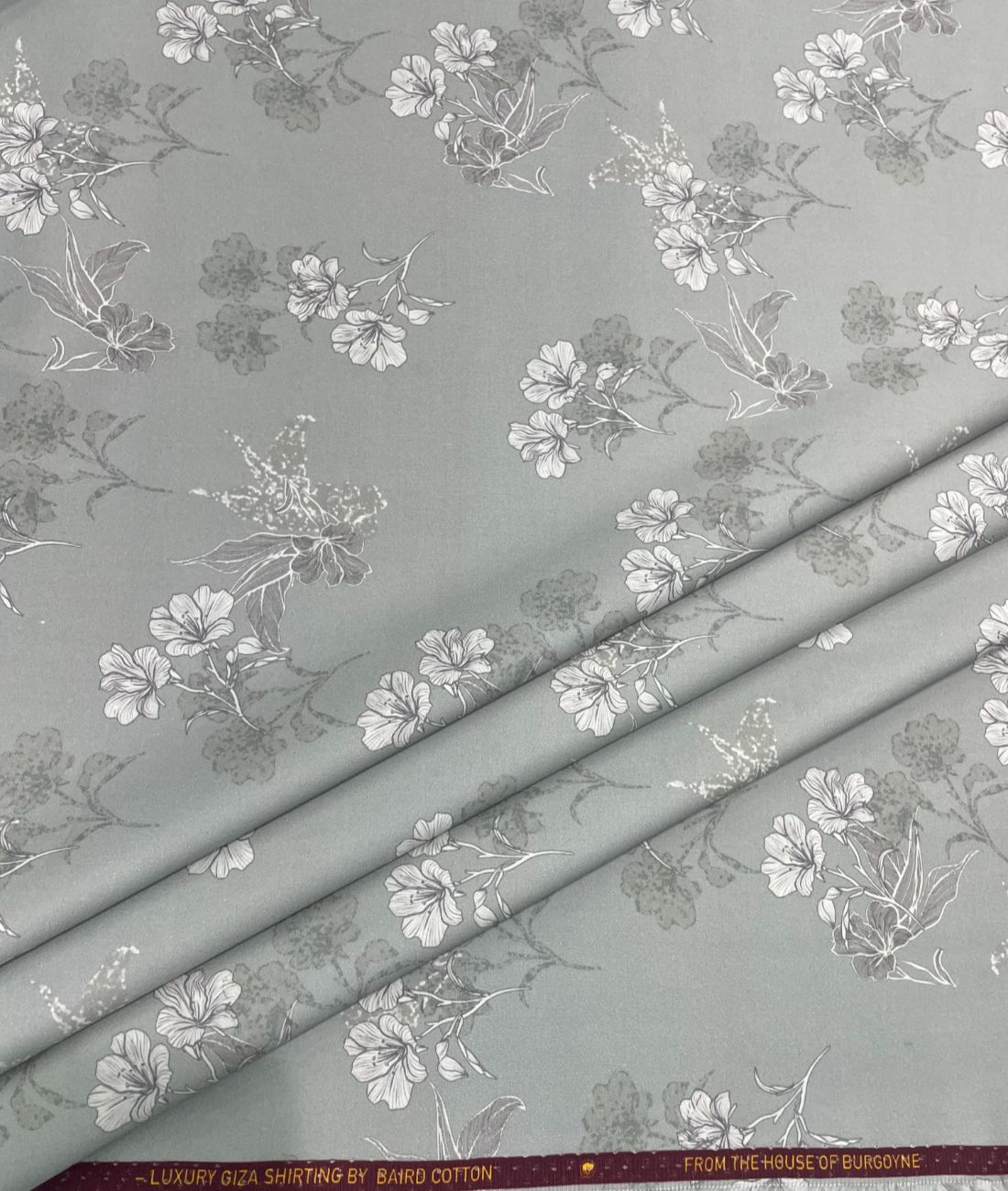 Burgoyne Leaves & Flowers Luxury Printed Shirt Fabric Giza Cotton - Tepchi Men
