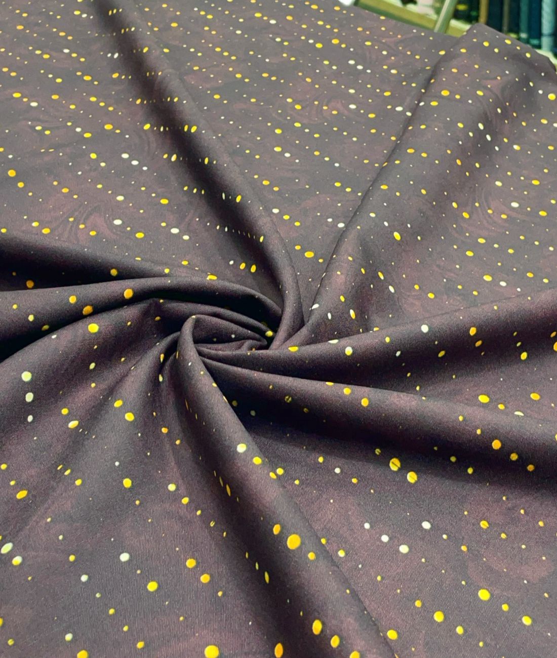 Golden Polka Dot Printed Anti Wrinke Cotton Fabric for Men's Shirts & Kurta - Tepchi Men