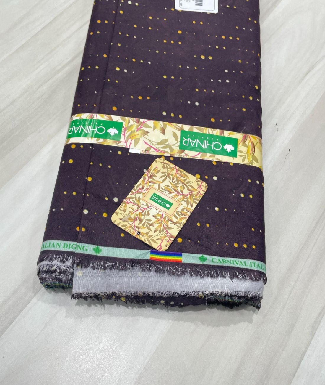 Golden Polka Dot Printed Anti Wrinke Cotton Fabric for Men's Shirts & Kurta - Tepchi Men