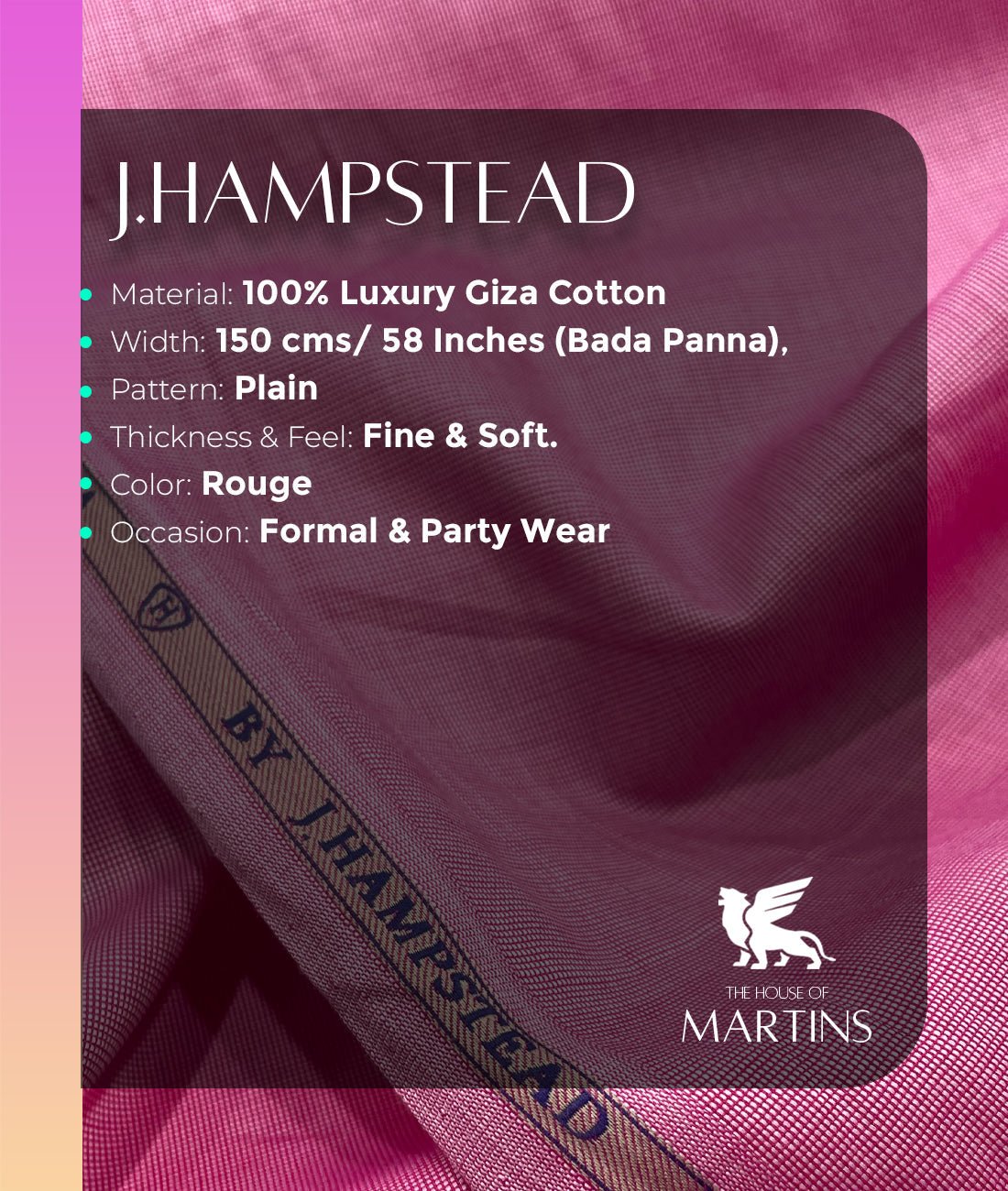 J. Hampstead Premium Giza Cotton Fabric for Men's - Tepchi Men