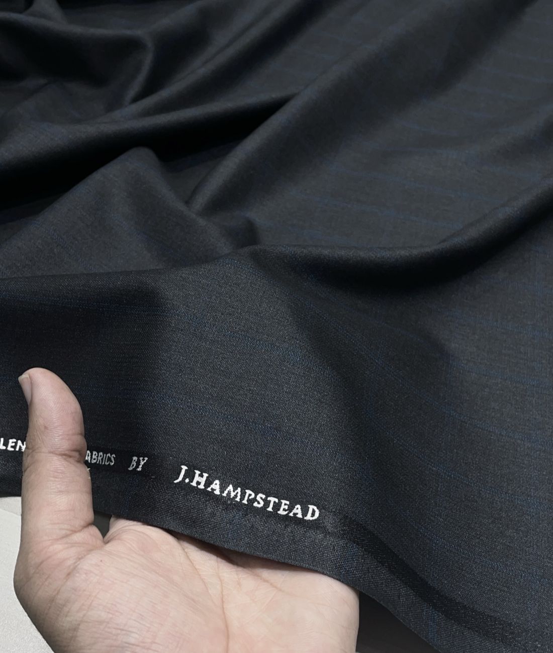 J.Hampstead Luxury Black with Self Pattern Suiting Fabric - Tepchi Men