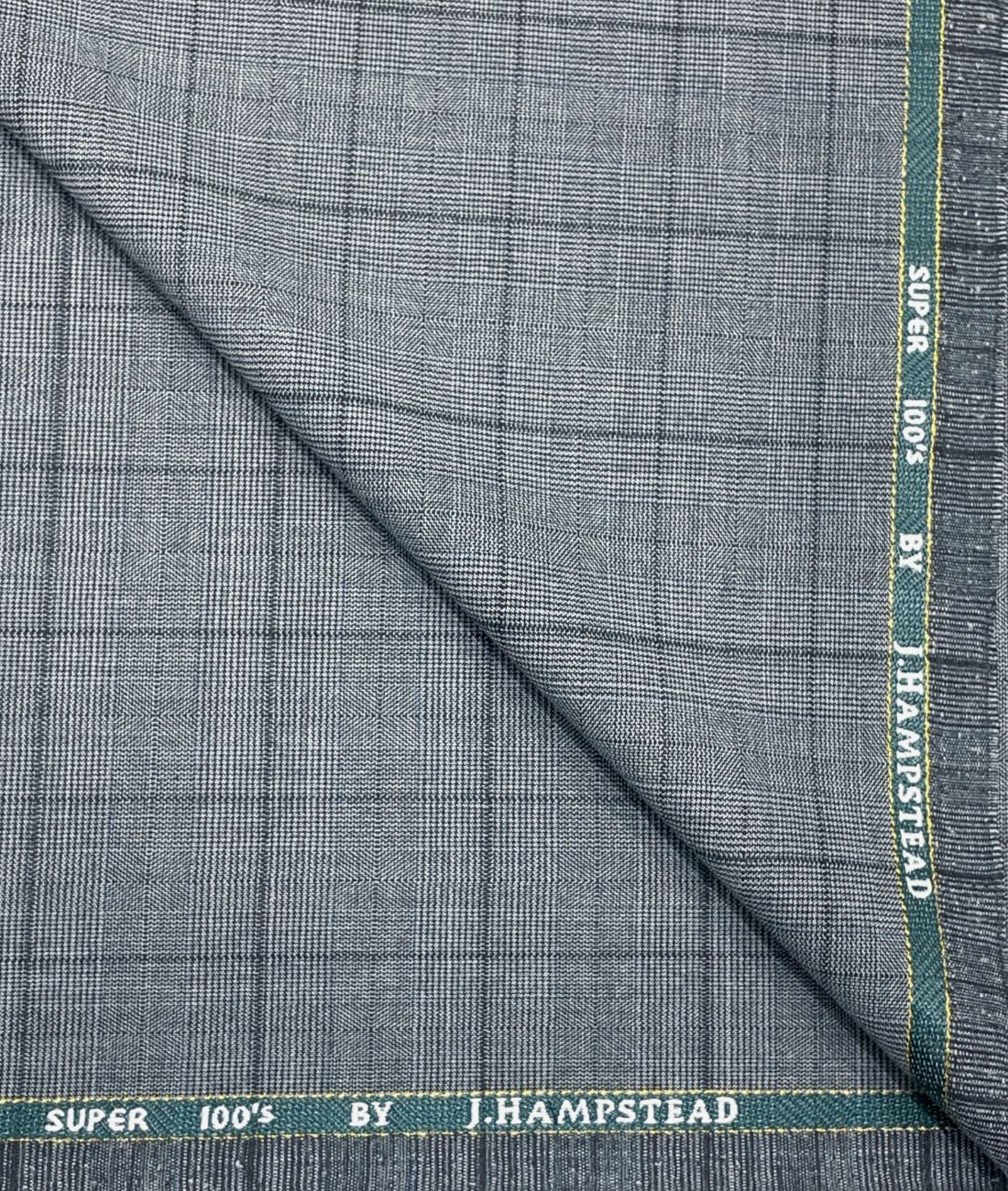 J.Hampstead Super 100's Counts Lycra Checkered Suiting Fabric for Suits & Pants - Tepchi Men