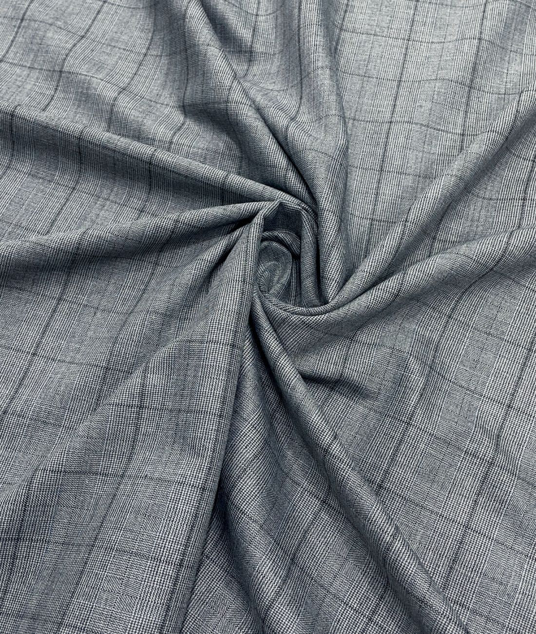 J.Hampstead Super 100's Counts Lycra Checkered Suiting Fabric for Suits & Pants - Tepchi Men