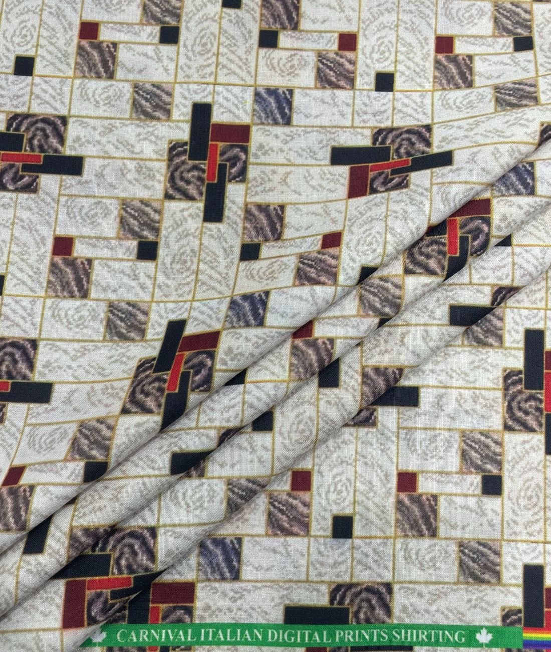 Regal Red & White Printed Anti Wrinke Cotton Fabric for Men's Shirts & Kurta - Tepchi Men