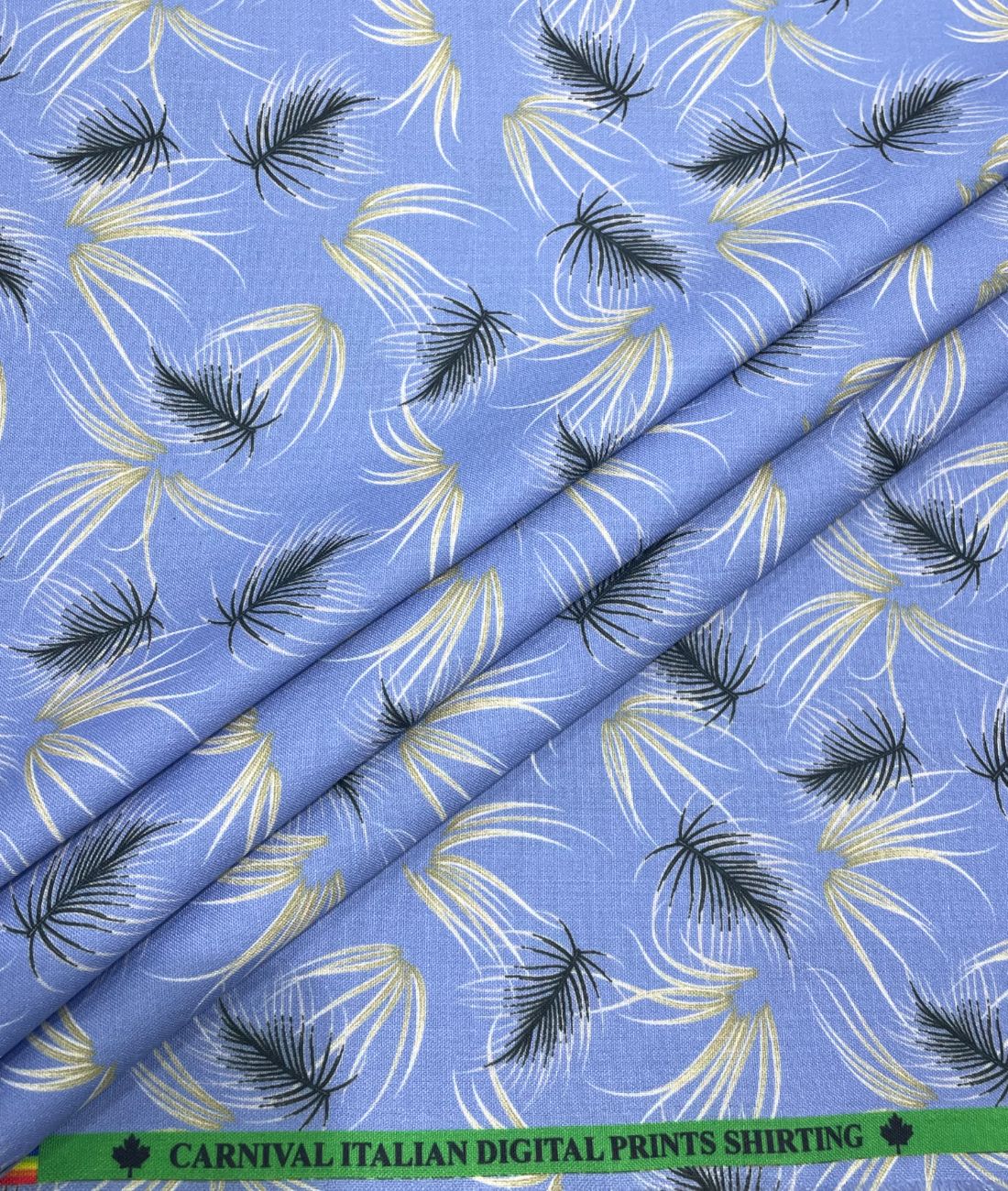 Sky Blue Printed Anti Wrinke Cotton Fabric for Men's Shirts & Kurta - Tepchi Men