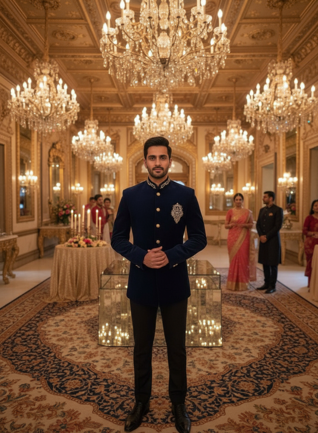 Luxury Velvet Hand Embroidered Bandhgala for Royal Wedding
