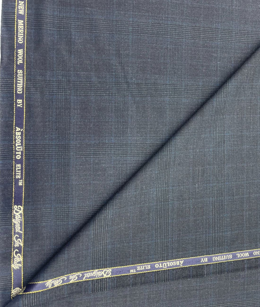 Absoluto Elite Blue Super 100's Counts Merino Wool Suiting Fabric - Tepchi Men
