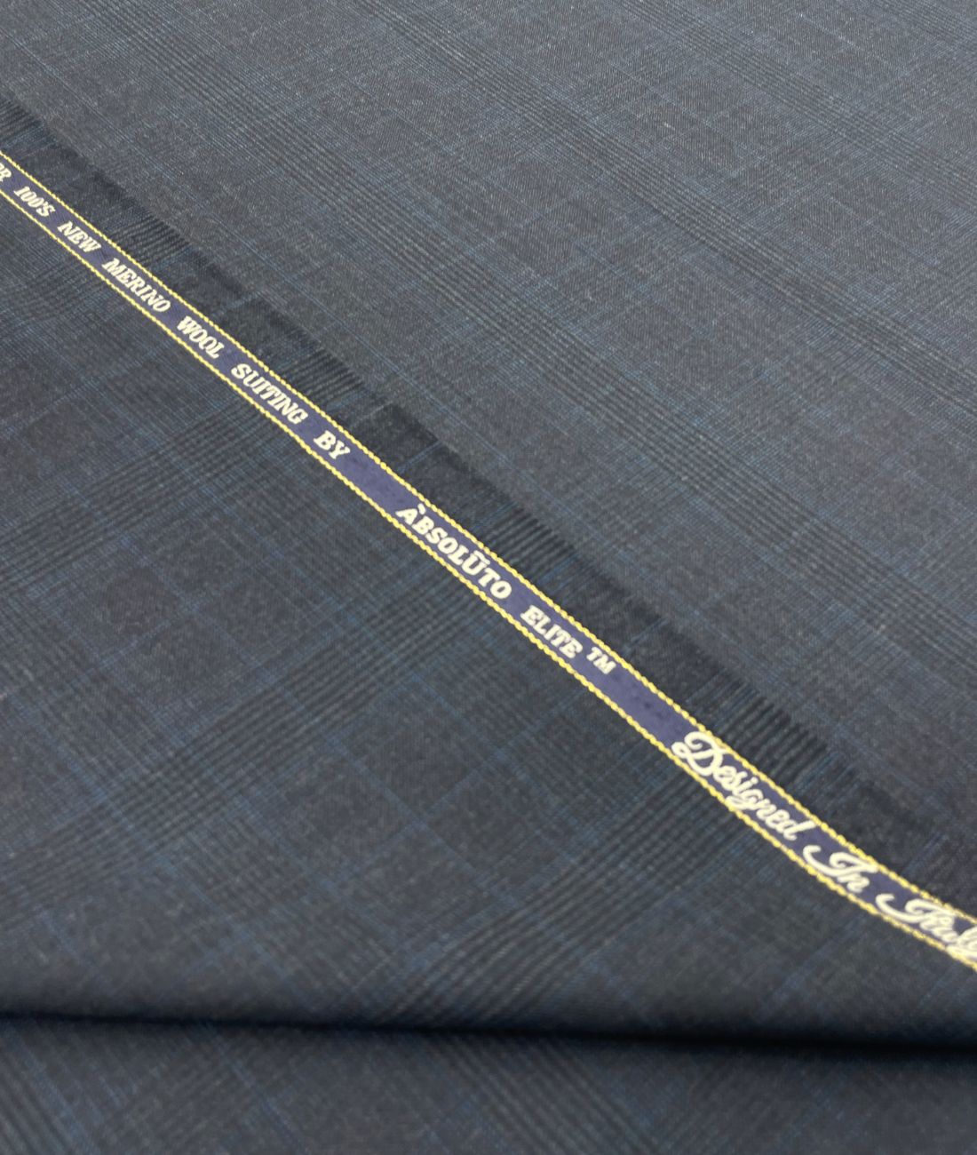 Absoluto Elite Blue Super 100's Counts Merino Wool Suiting Fabric - Tepchi Men