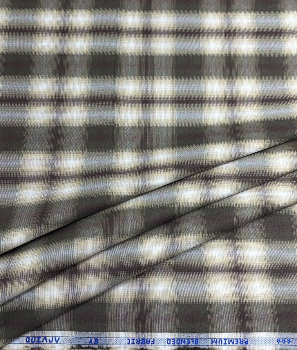 Arvind Blurred Premium Cotton Checks Fabric for Men's Shirt - Tepchi Men