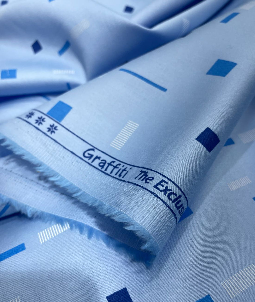 Arvind Tresca Graffiti Printed Luxury Giza Cotton Fabric for Men's Shirt - Tepchi Men