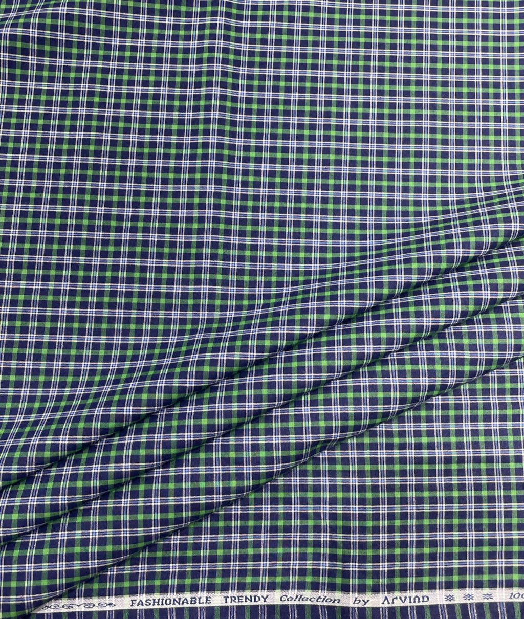 Arvind Tresca Small Checks Formal Premium 100% Cotton Fabric for Mens's Shirt - Tepchi Men