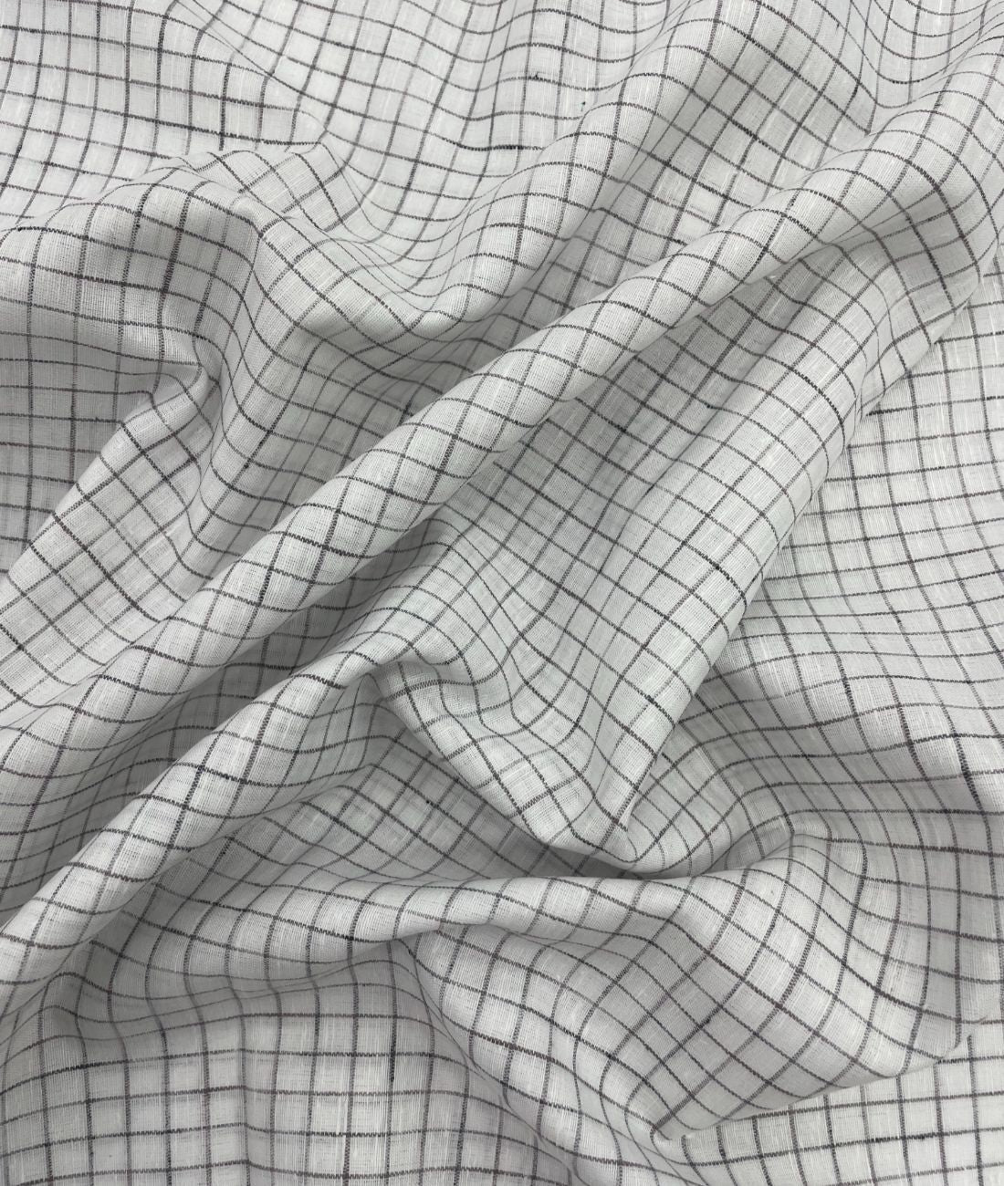 Arvind White & Brown Small Checks Linen Fabric for Shirt & Kurta - Tepchi Men