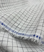 Arvind White & Brown Small Checks Linen Fabric for Shirt & Kurta - Tepchi Men