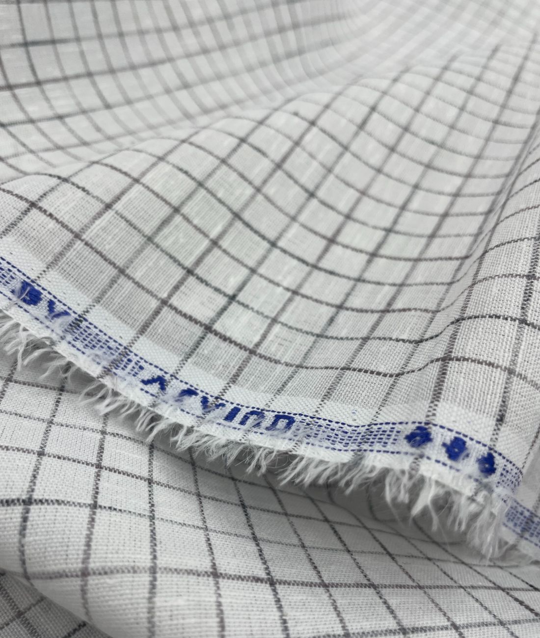 Arvind White & Brown Small Checks Linen Fabric for Shirt & Kurta - Tepchi Men