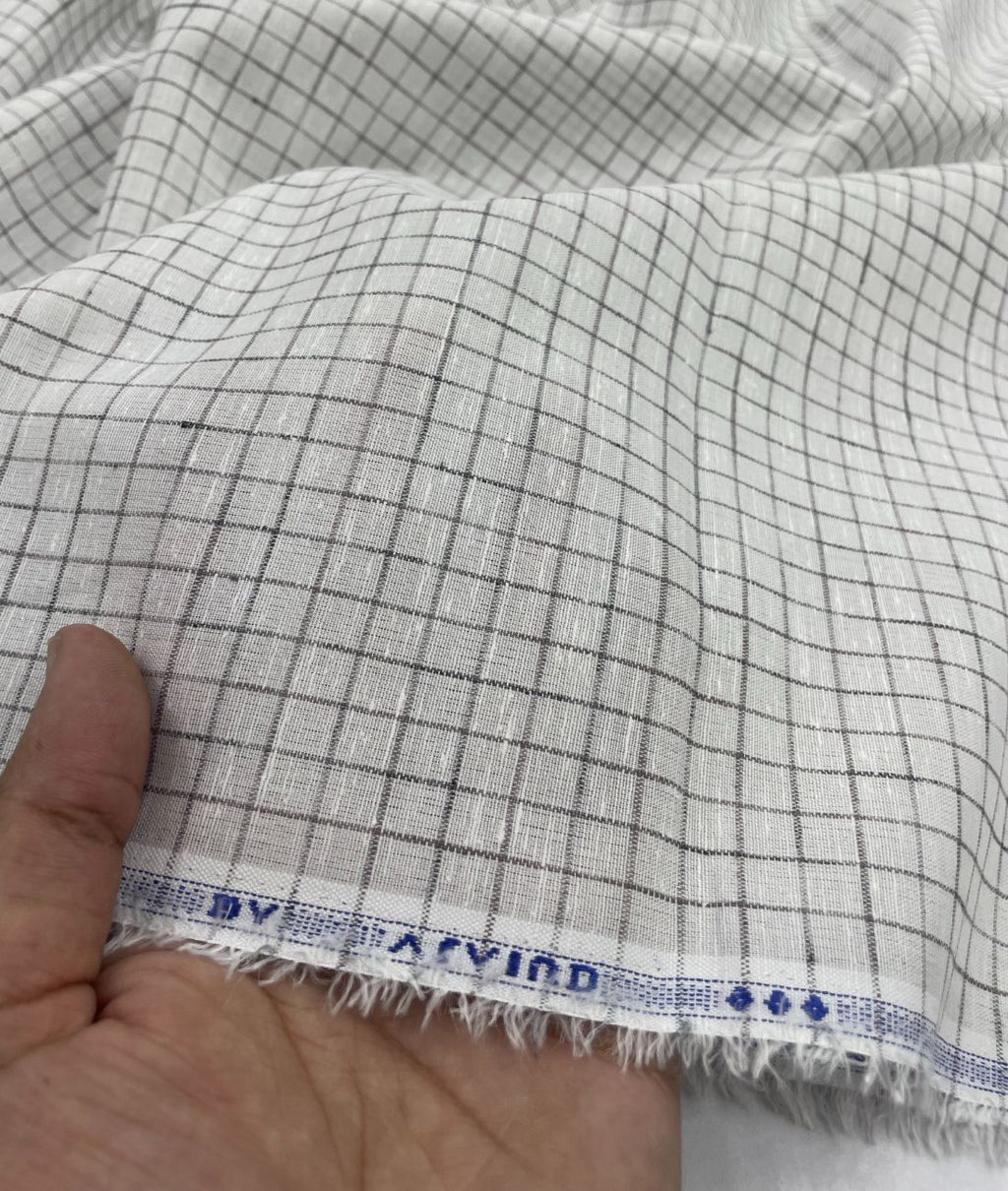Arvind White & Brown Small Checks Linen Fabric for Shirt & Kurta - Tepchi Men