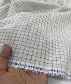 Arvind White & Brown Small Checks Linen Fabric for Shirt & Kurta - Tepchi Men