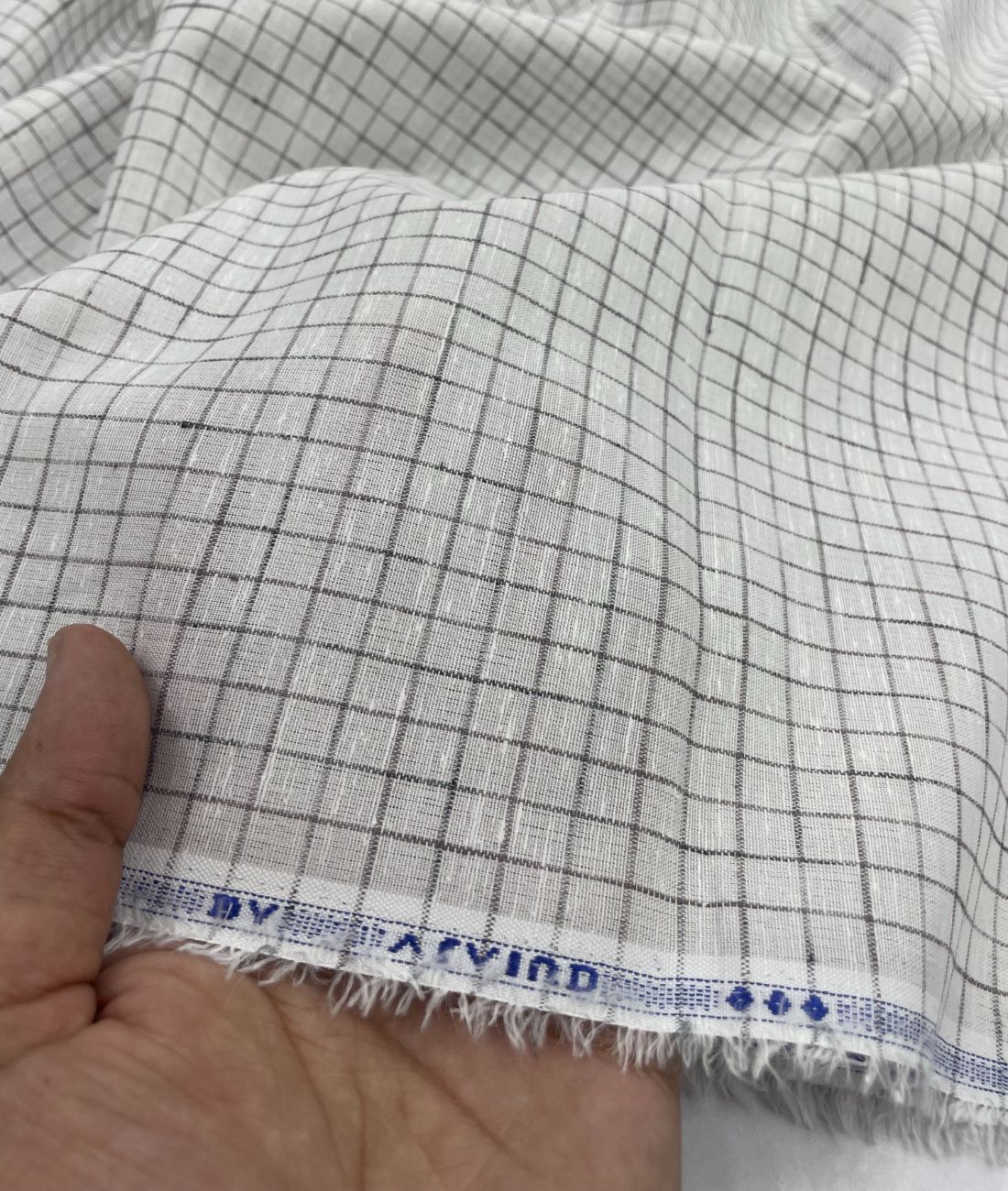 Arvind White & Brown Small Checks Linen Fabric for Shirt & Kurta - Tepchi Men