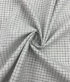 Arvind White & Brown Small Checks Linen Fabric for Shirt & Kurta - Tepchi Men