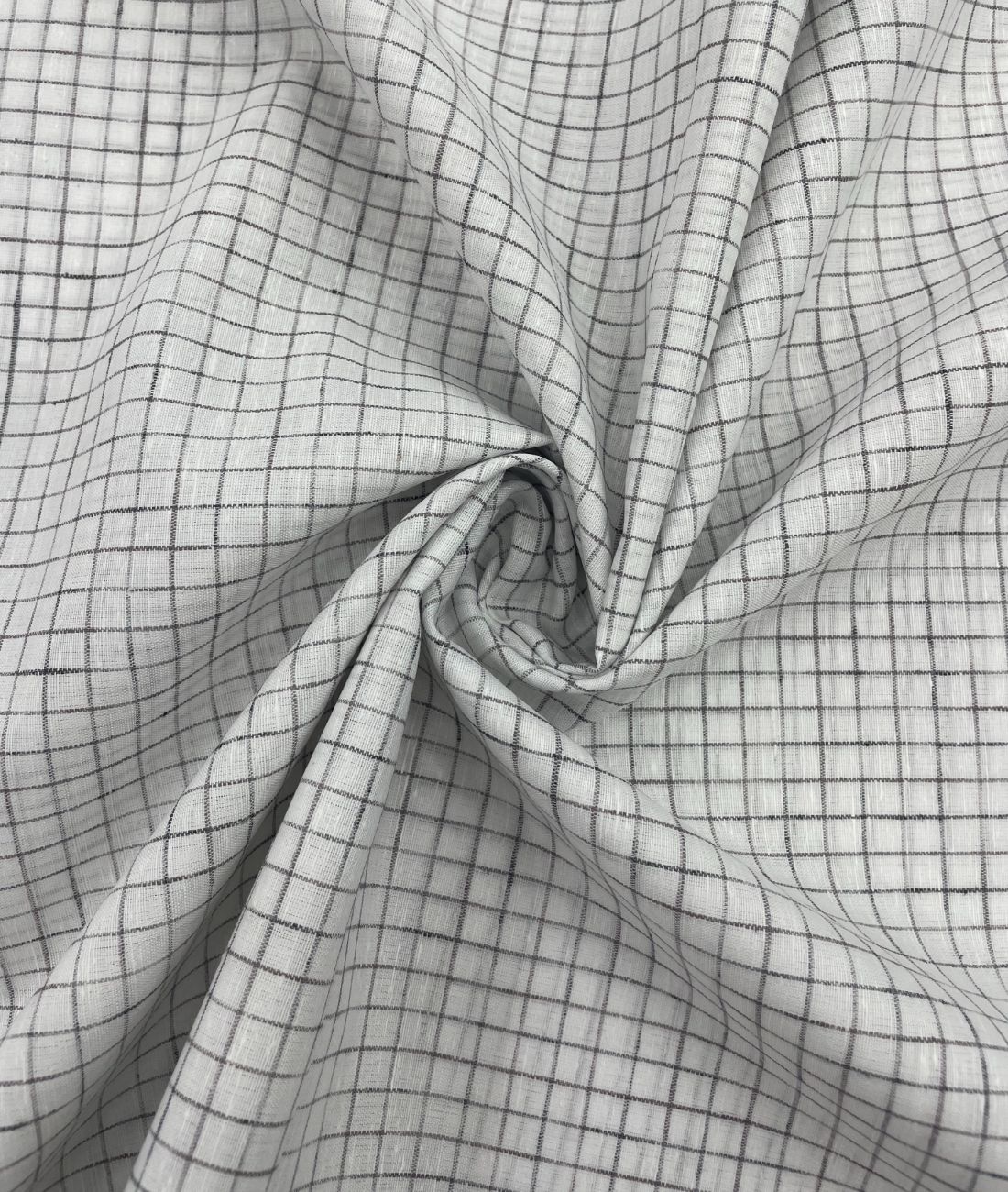 Arvind White & Brown Small Checks Linen Fabric for Shirt & Kurta - Tepchi Men