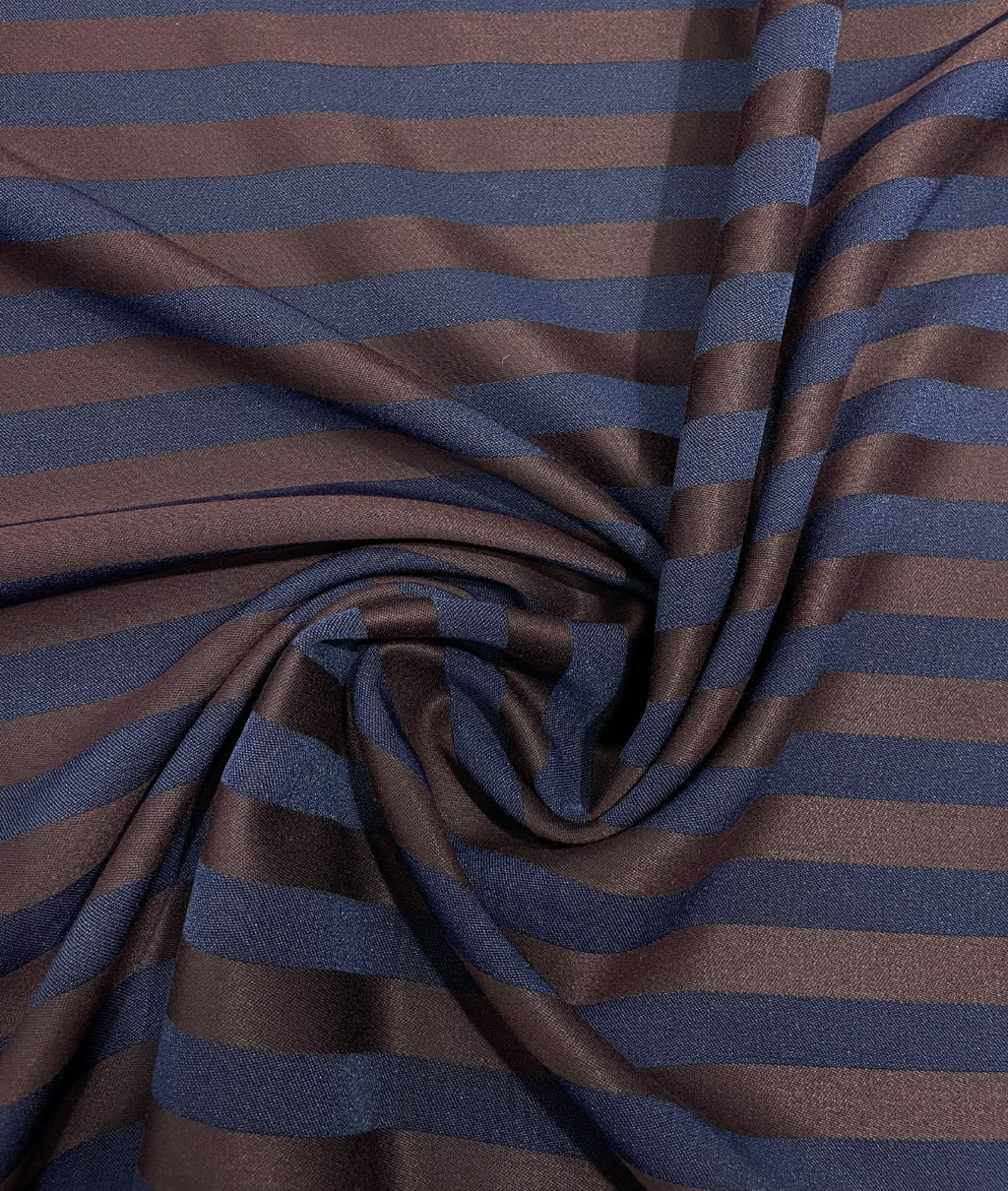 Augustus Luxury Stripe Blue & Wine Stretchable Fabric for Suit & Blazer - Tepchi Men