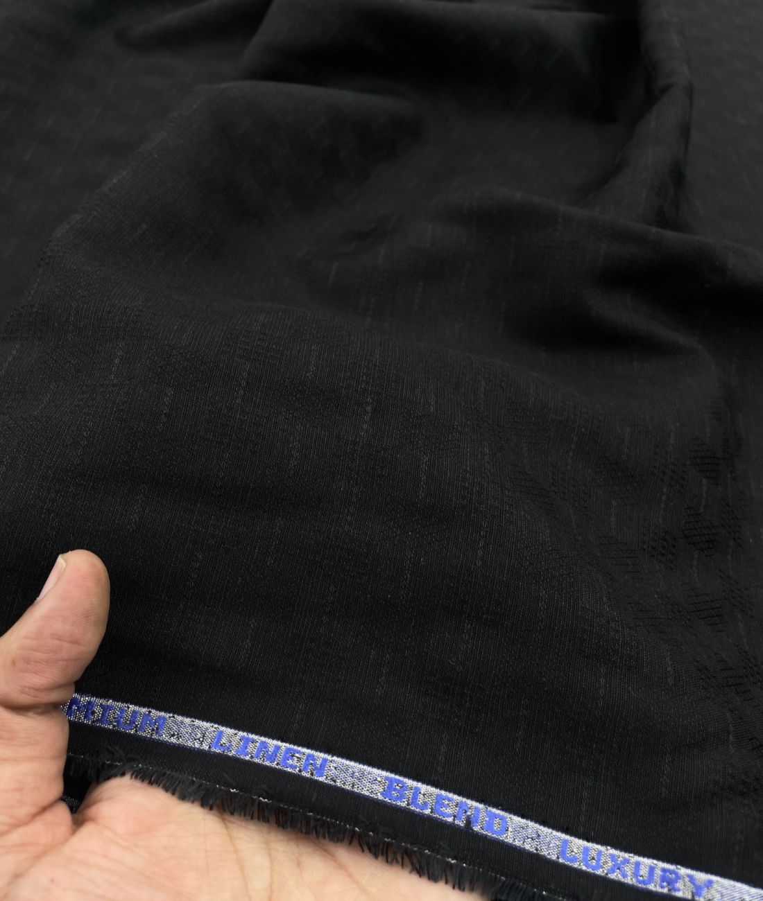 Black Jacquard Linen Fabric for Shirt & Kurta - Tepchi Men