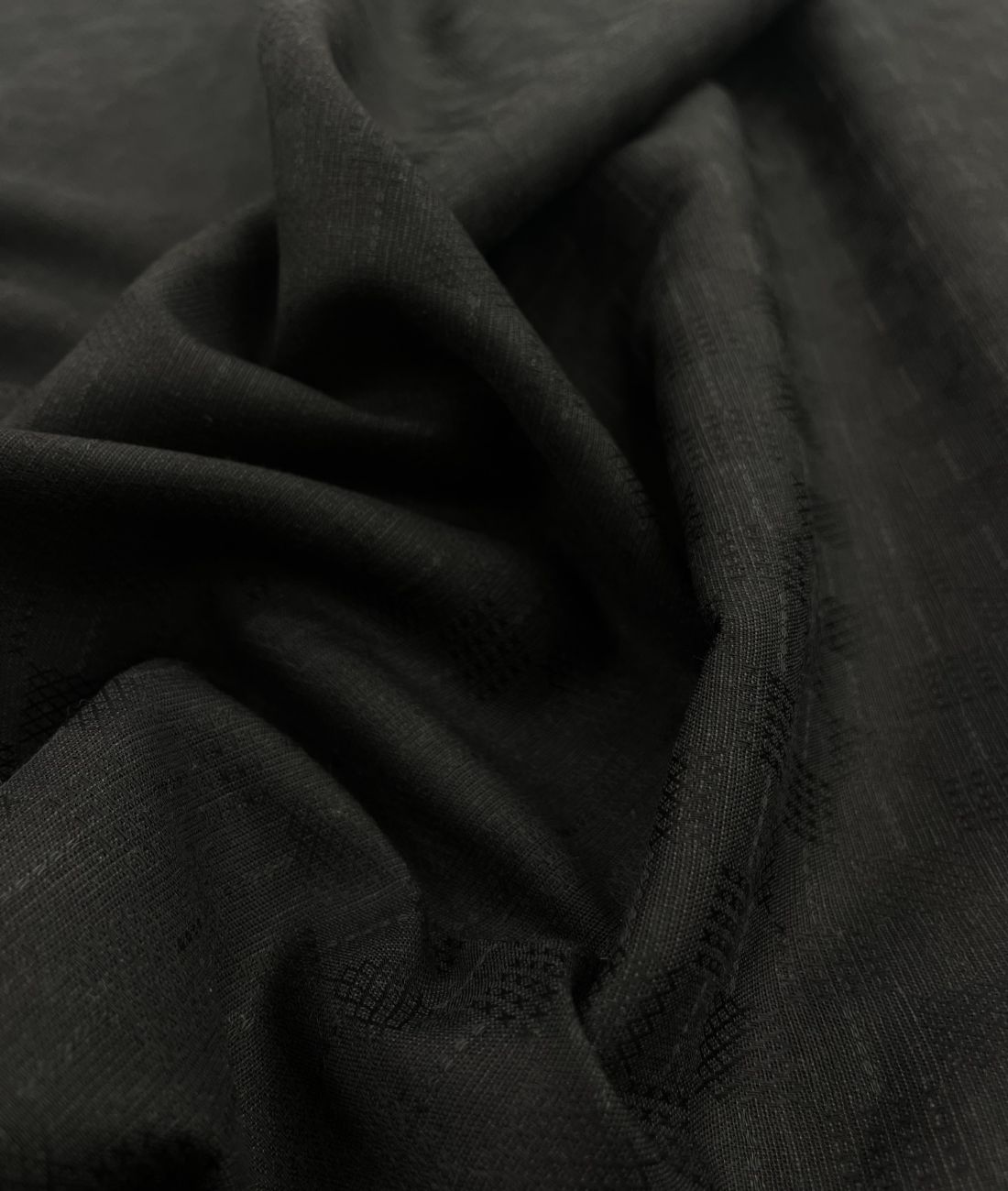 Black Jacquard Linen Fabric for Shirt & Kurta - Tepchi Men