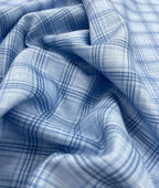 Blue Checks Linen Fabric for Shirt & Kurta - Tepchi Men