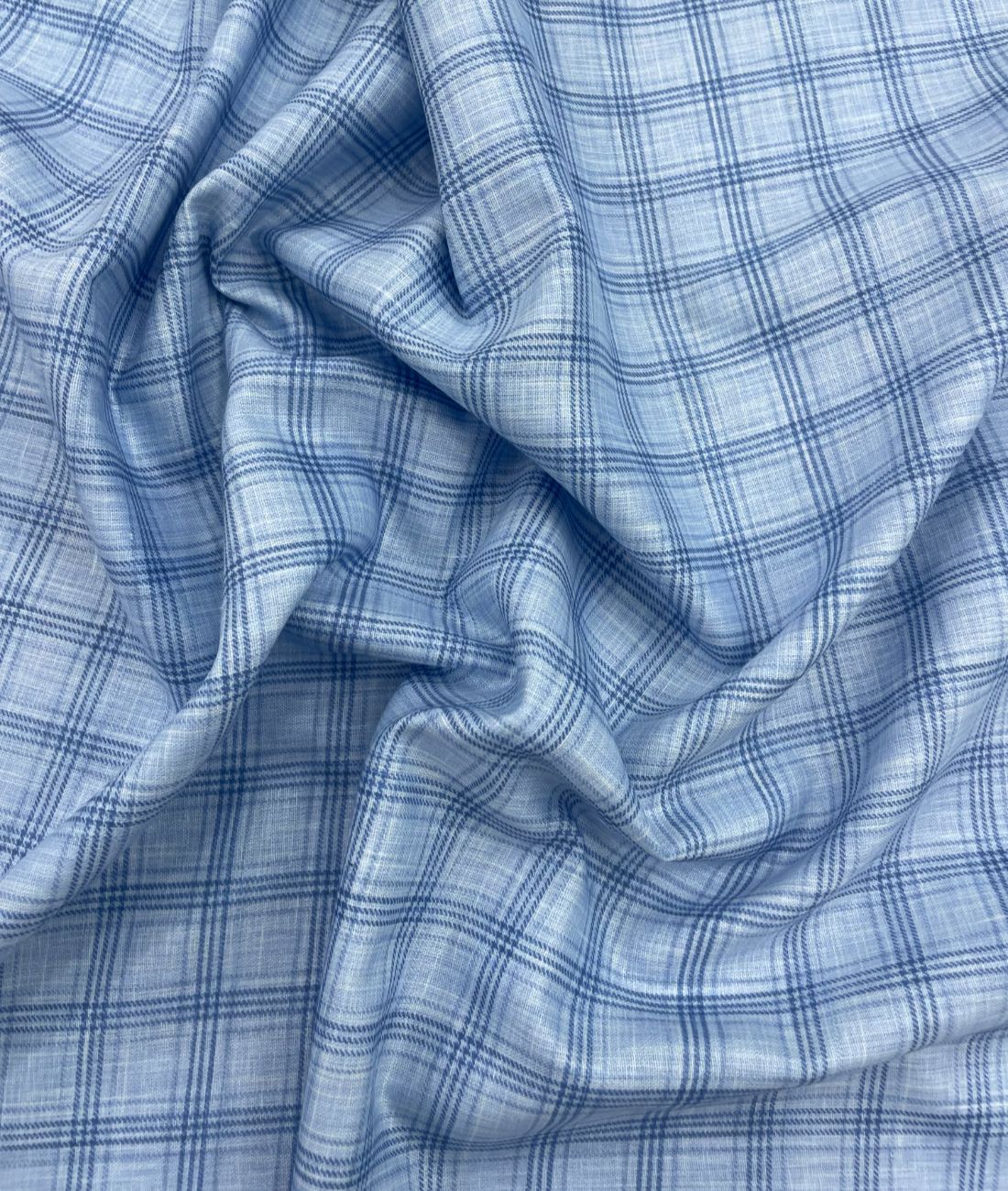 Blue Checks Linen Fabric for Shirt & Kurta - Tepchi Men