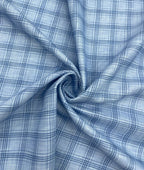 Blue Checks Linen Fabric for Shirt & Kurta - Tepchi Men
