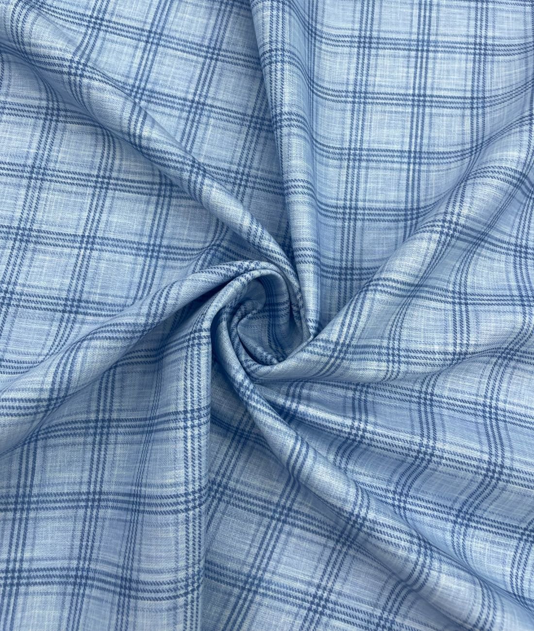 Blue Checks Linen Fabric for Shirt & Kurta - Tepchi Men