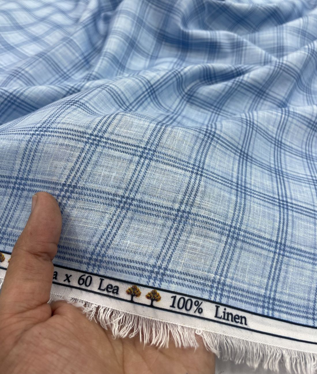 Blue Checks Linen Fabric for Shirt & Kurta - Tepchi Men