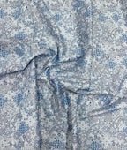 Blue Paisley Printed Luxury Giza Cotton Fabric for Men's Shirt - Tepchi Men