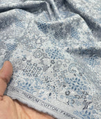 Blue Paisley Printed Luxury Giza Cotton Fabric for Men's Shirt - Tepchi Men