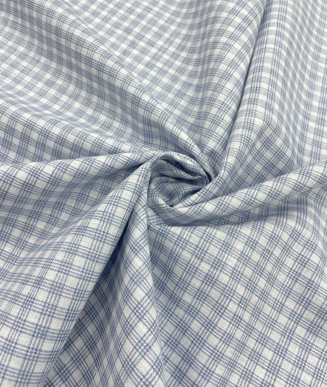 Blue & White Small Checks Linen Fabric for Shirt & Kurta - Tepchi Men