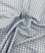 Blue & White Small Checks Linen Fabric for Shirt & Kurta - Tepchi Men