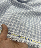 Blue & White Small Checks Linen Fabric for Shirt & Kurta - Tepchi Men