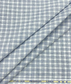 Blue & White Small Checks Linen Fabric for Shirt & Kurta - Tepchi Men
