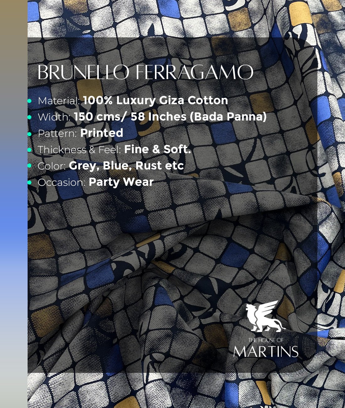 Brunello Ferragamo Abstract Print Fabric for Men's Shirt - Tepchi Men