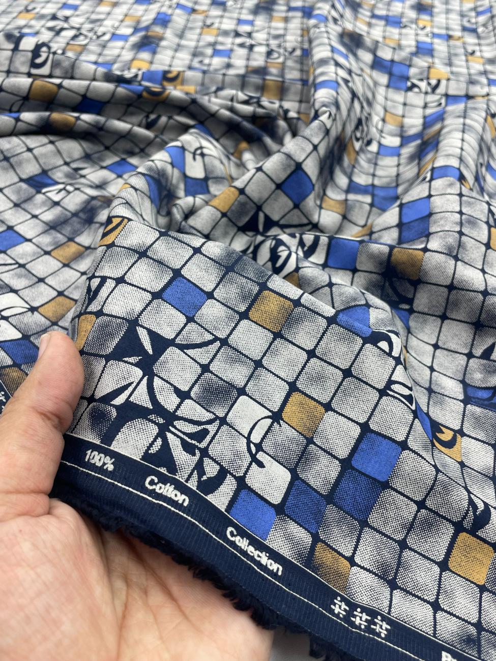 Brunello Ferragamo Abstract Print Fabric for Men's Shirt - Tepchi Men