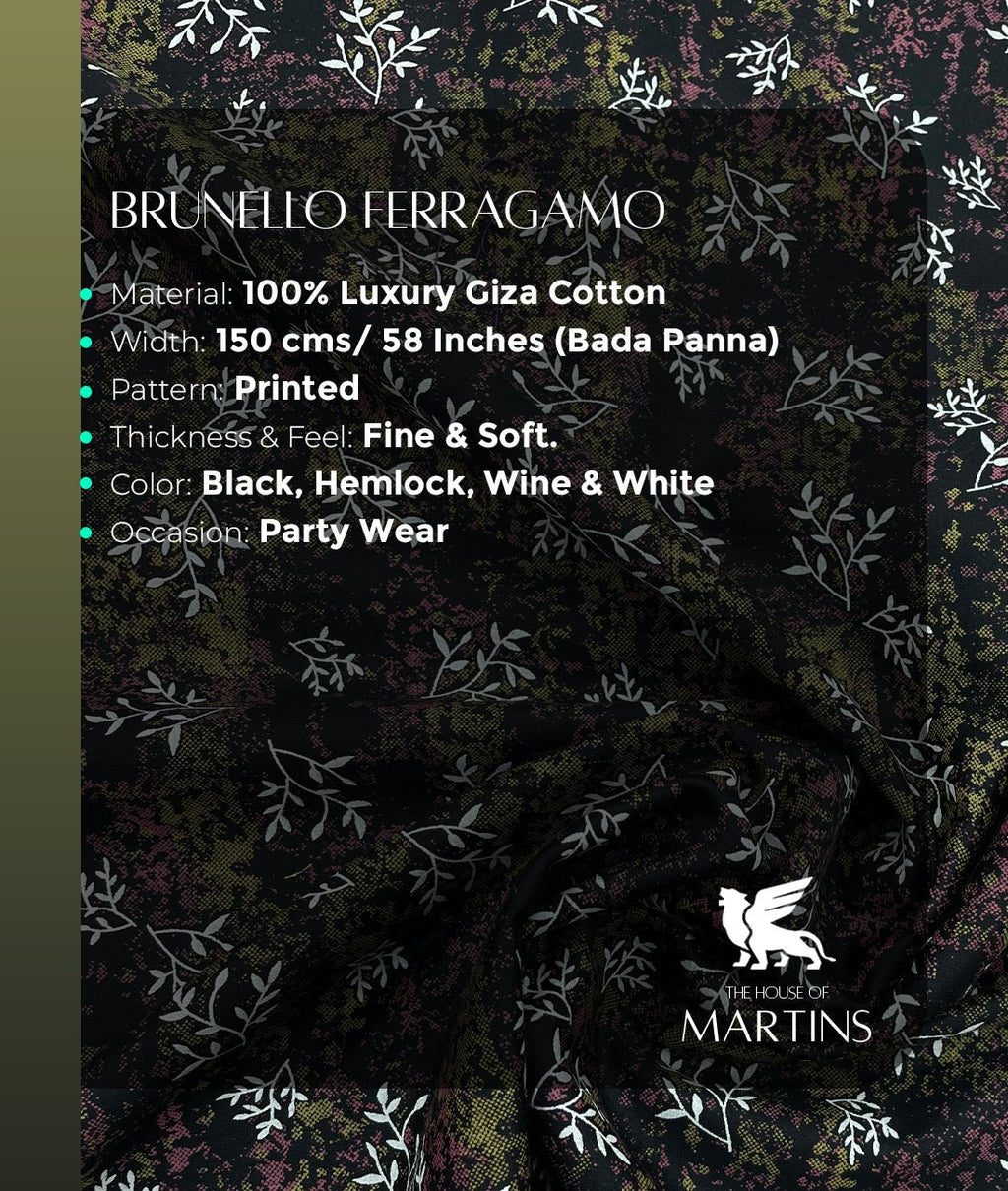Brunello Ferragamo Floral Dark Print Giza Cotton Fabric - Tepchi Men