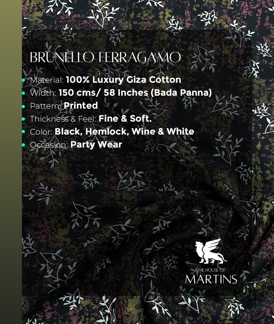 Brunello Ferragamo Floral Dark Print Giza Cotton Fabric - Tepchi Men