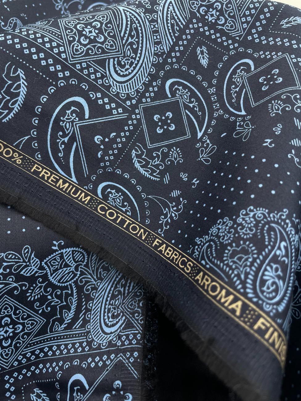 Brunello Ferragamo Italian Paisley Printed Luxury Giza Cotton Fabric - Tepchi Men