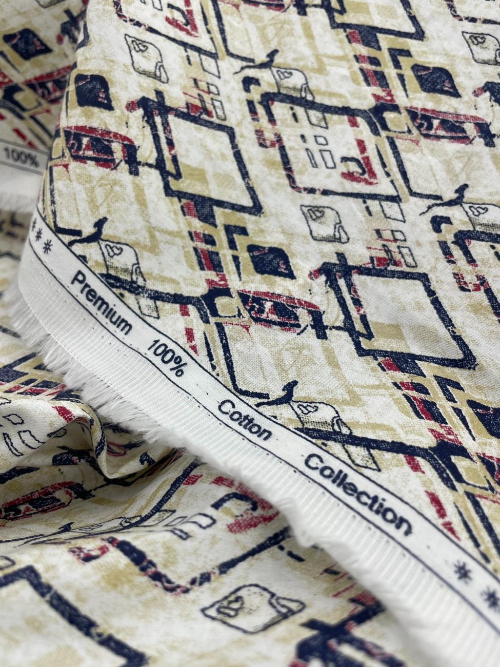 Brunello Ferragamo Printed Luxury Giza Cotton Fabric for Men's Shirt - Tepchi Men