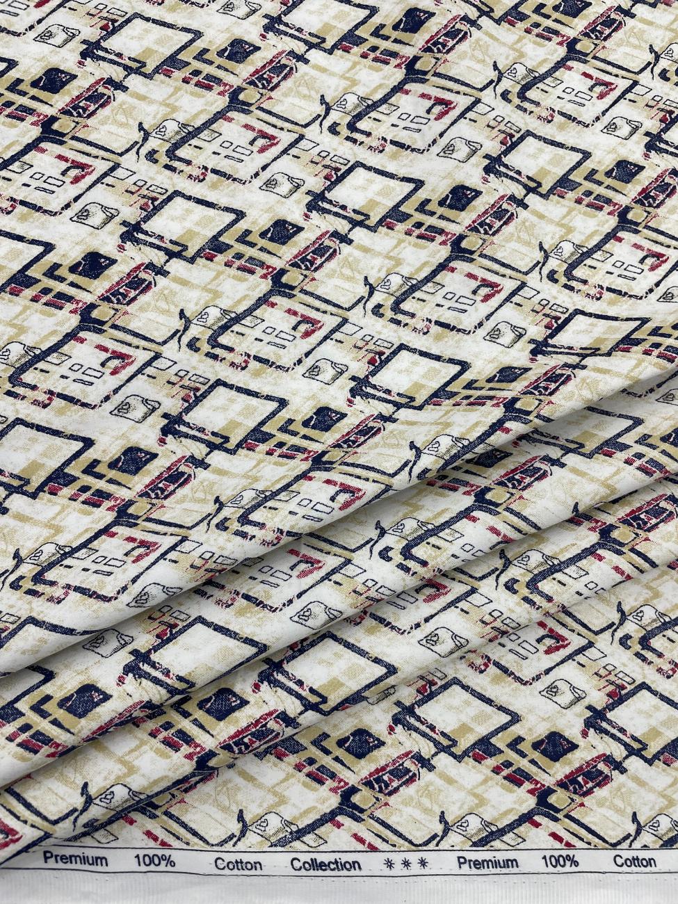 Brunello Ferragamo Printed Luxury Giza Cotton Fabric for Men's Shirt - Tepchi Men