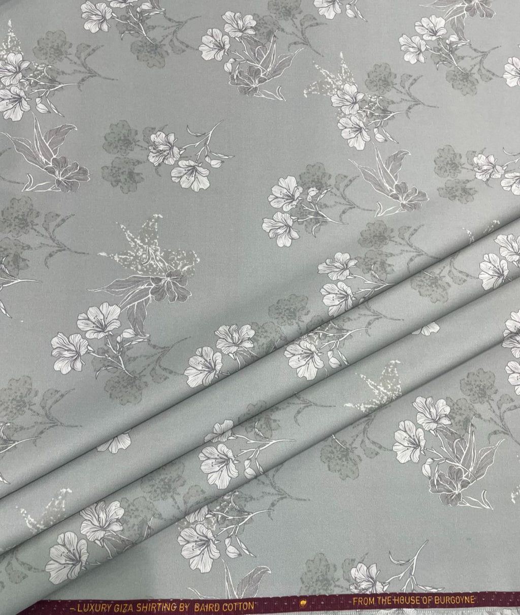 Burgoyne Leaves & Flowers Luxury Printed Shirt Fabric Giza Cotton - Tepchi Men