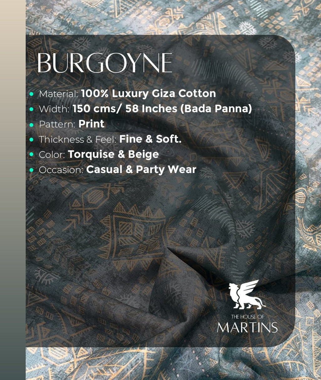 Burgoyne Luxury Giza Cotton Printed Shirt Fabric - Tepchi Men