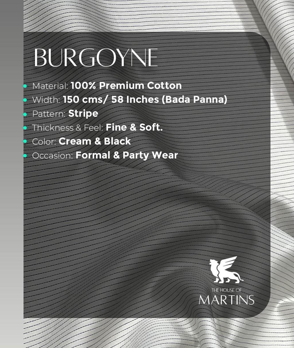 Burgoyne Stripe Formal Luxury Giza Cotton Shirt Fabric - Tepchi Men