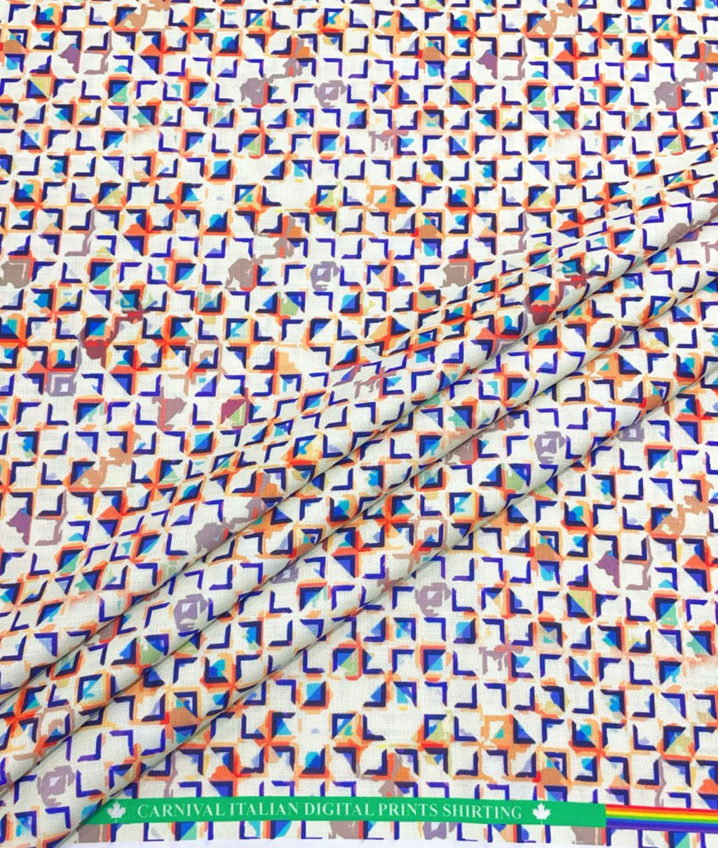 Crisp Patterned Printed Anti Wrinke Cotton Fabric for Men's Shirts & Kurta - Tepchi Men